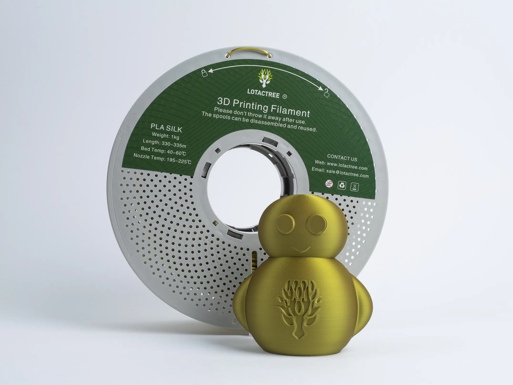 PLA Silk Greenish Gold Lotactree 1Kg - Image 2