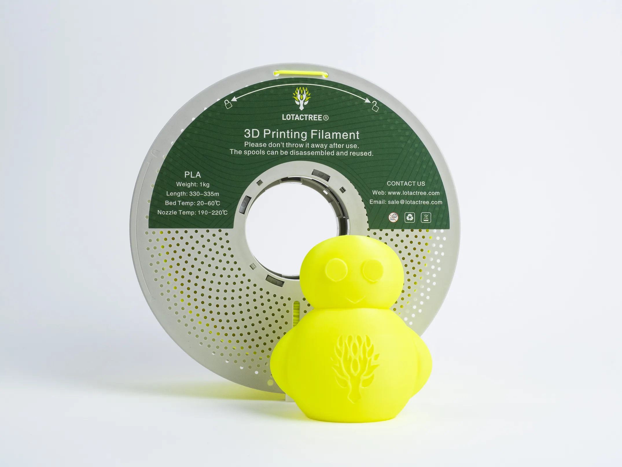 PLA Lemon Yellow Green Lotactree 1Kg - Image 2